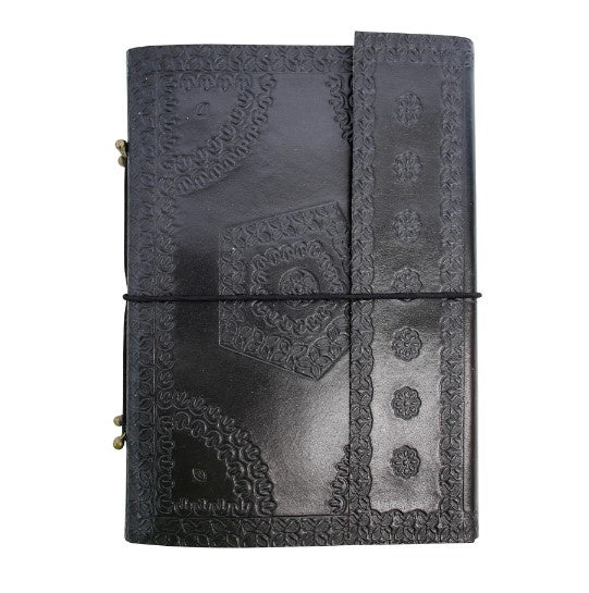 Leather Notebook - Embossed Black