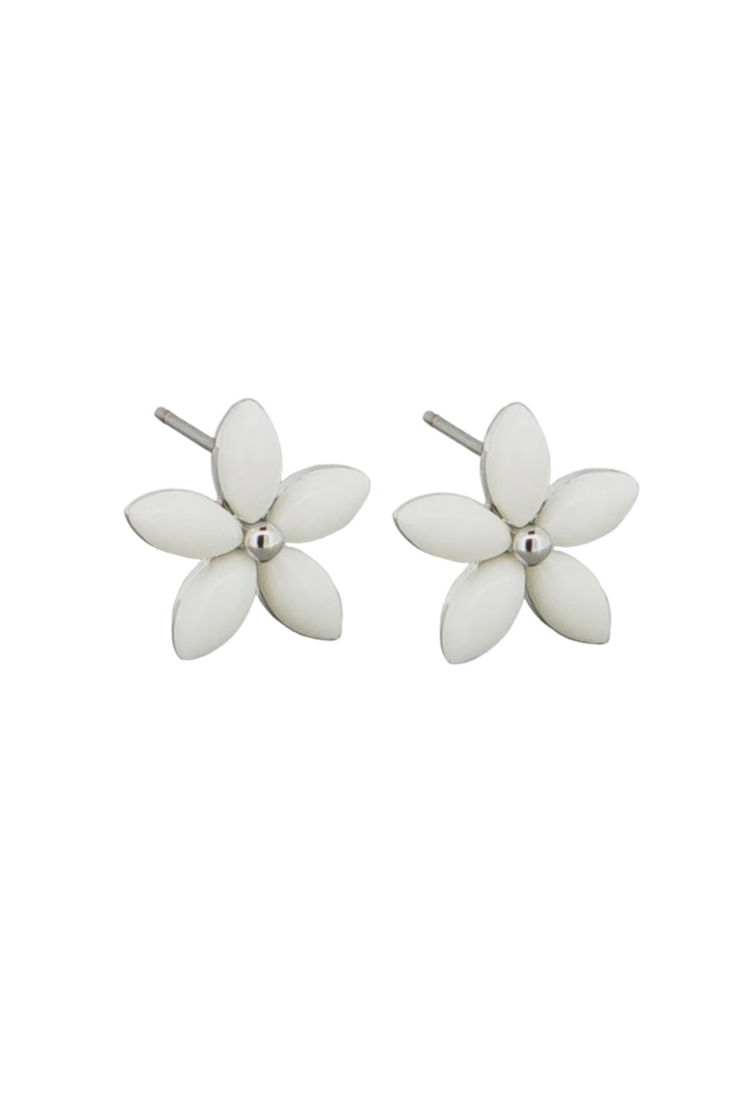 White Petal Flower Studs