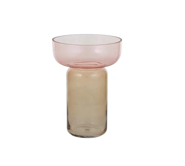 Asta Glass Footed Vase - Pink And Amber