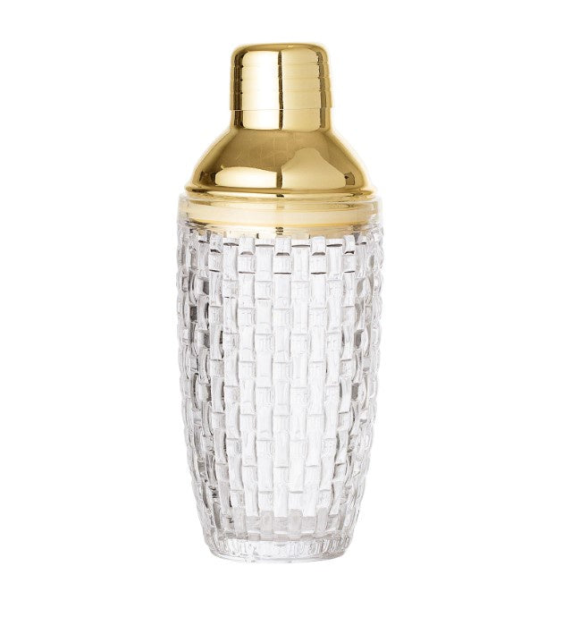 Clear Cocktail Shaker with Gold Lid