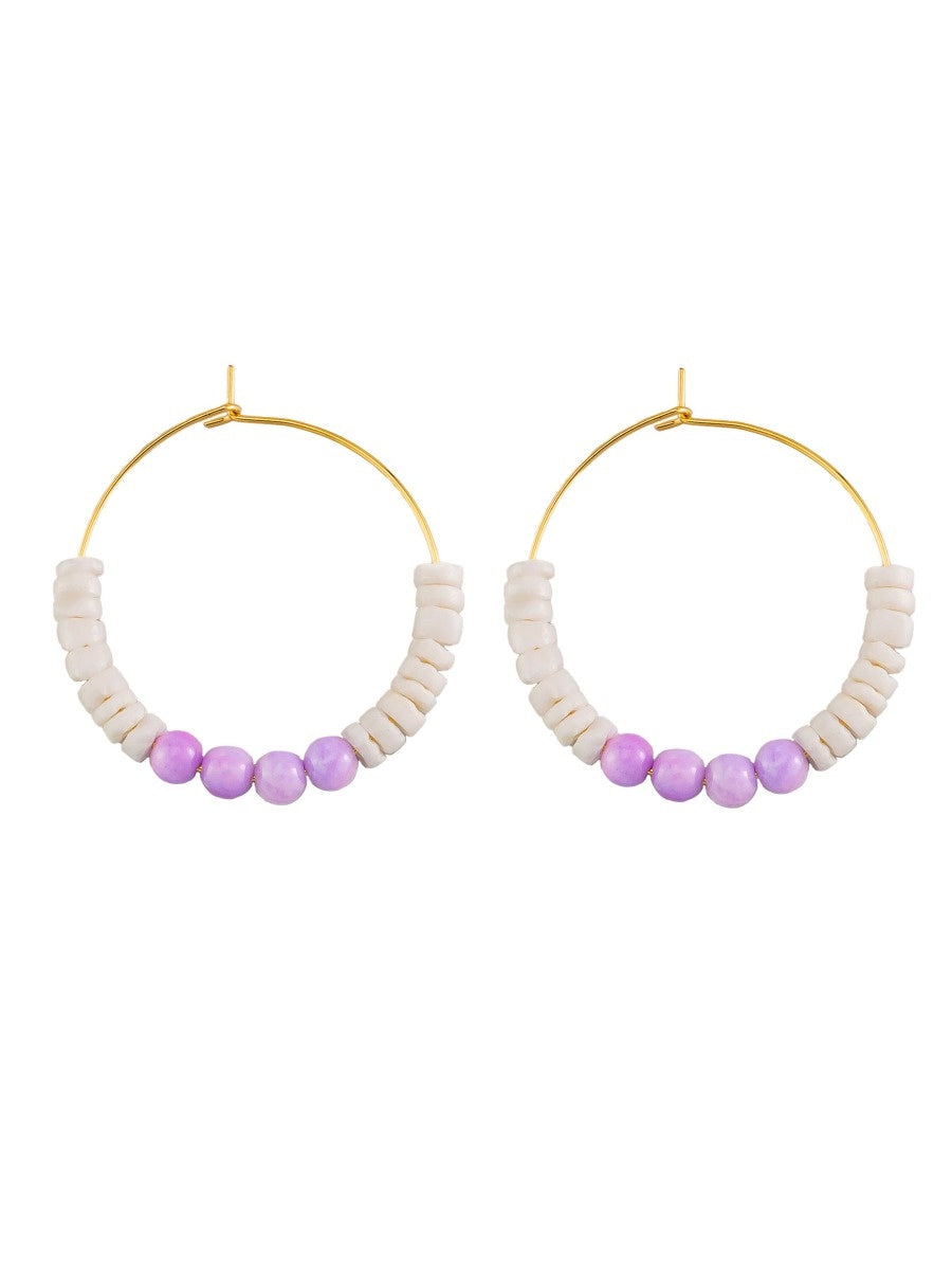 White Lilac Beaded Hoops