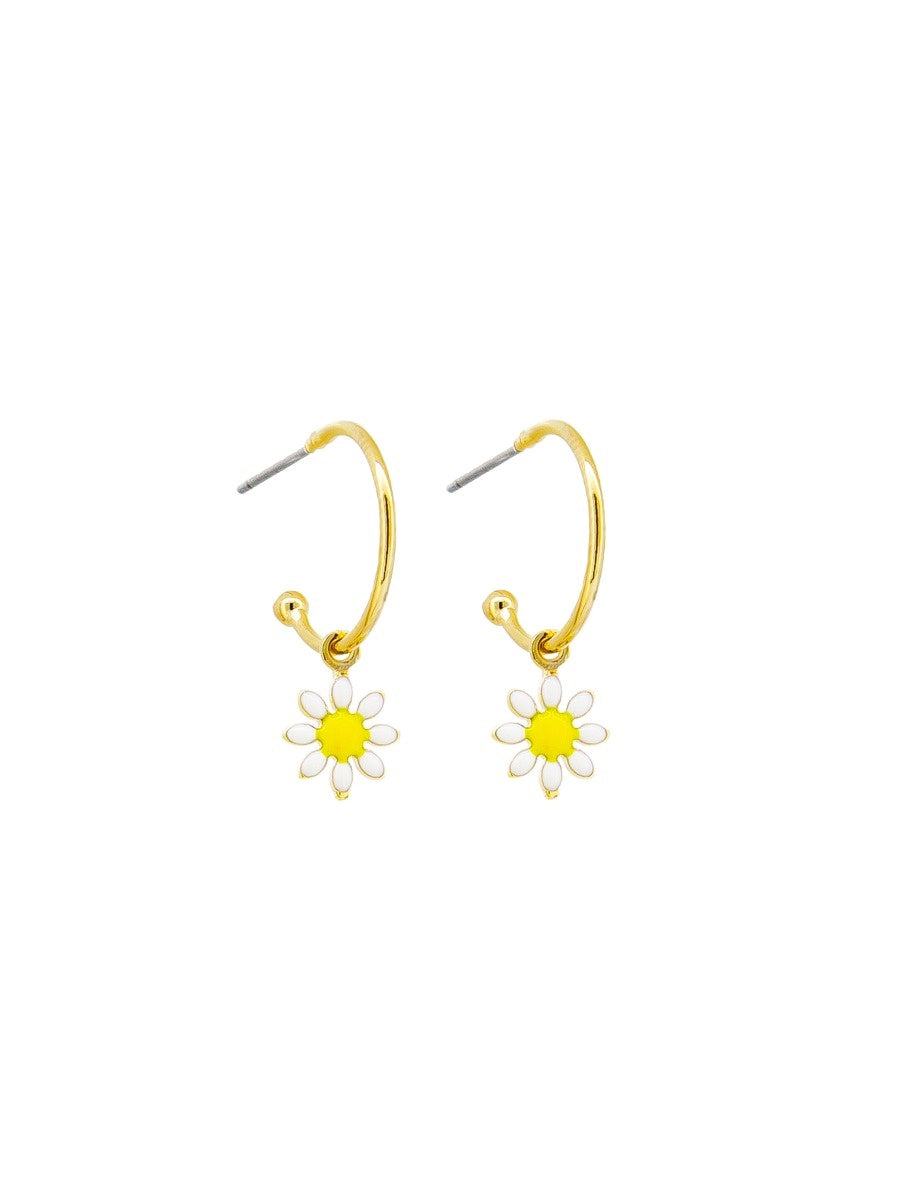 Daisy Hoop Huggie Earrings