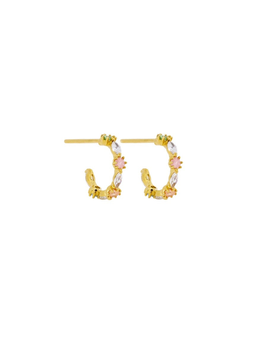 Gold Dainty Mixed Crystal Huggie Earrings