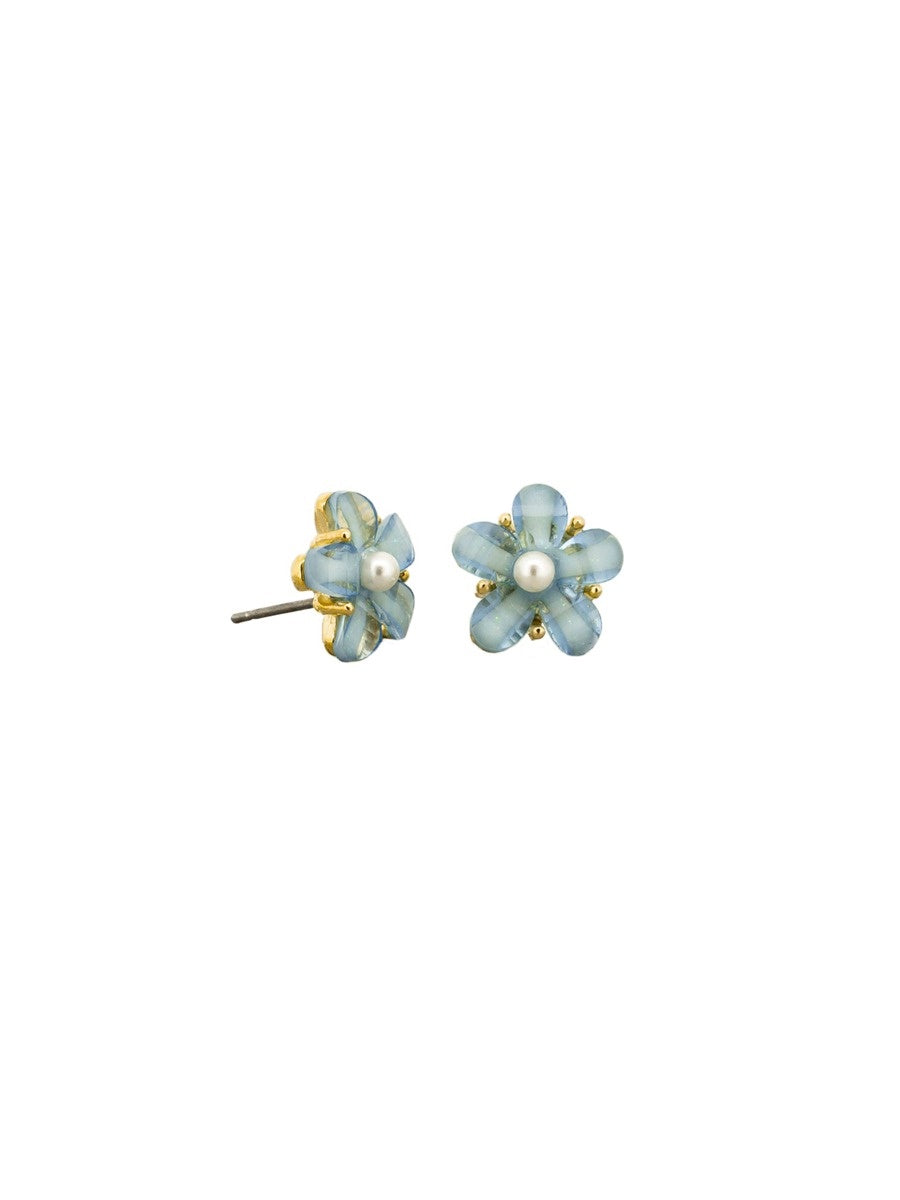 Blue Ocean Flower Stud Earrings