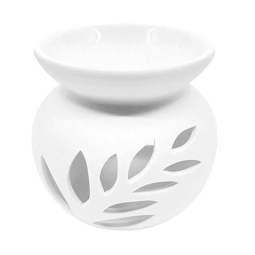 Round Fern Leaf White Oil Burner