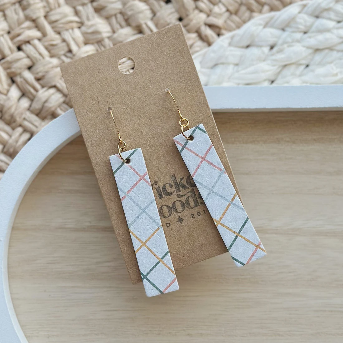 Solo Stick Drop Earrings - Fresh Plaid