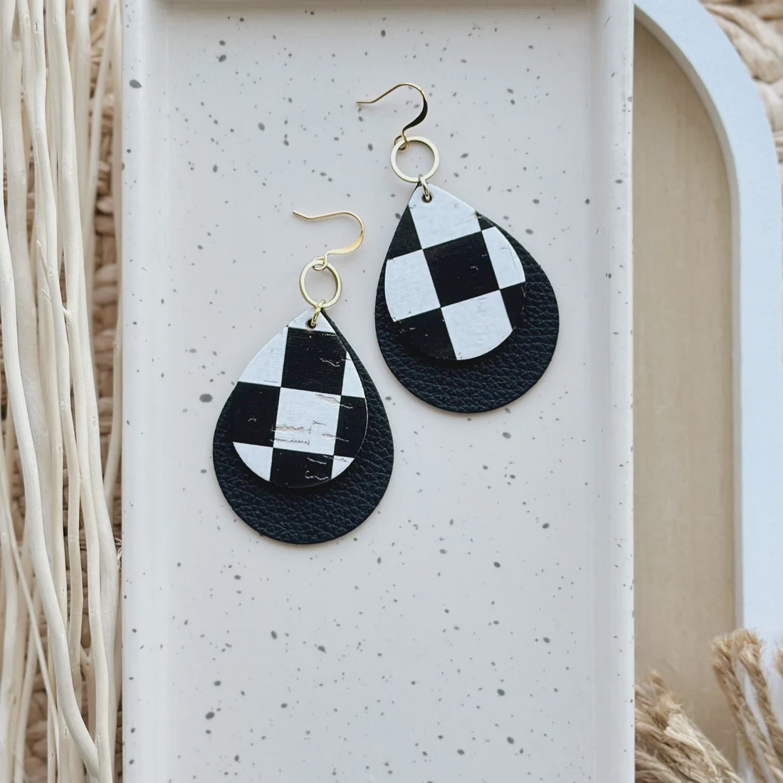 Trilla Drop Earrings - Checkmate