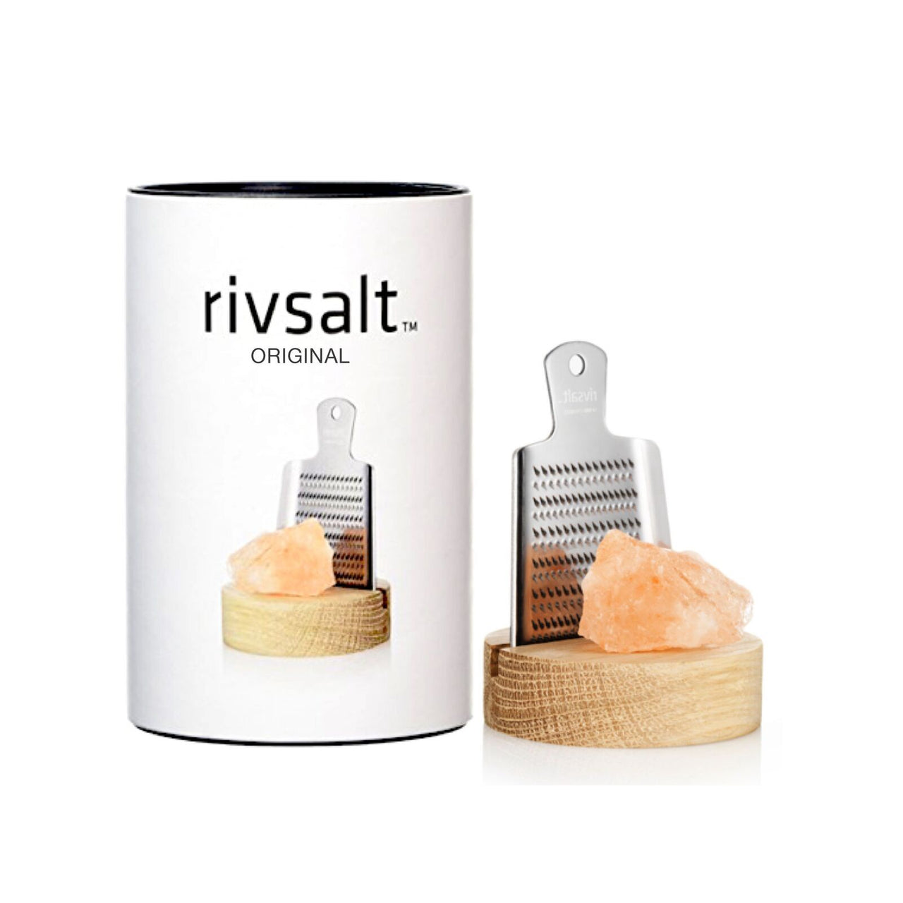 Rivsalt Original - Rock Salt & Grater with Oak Stand