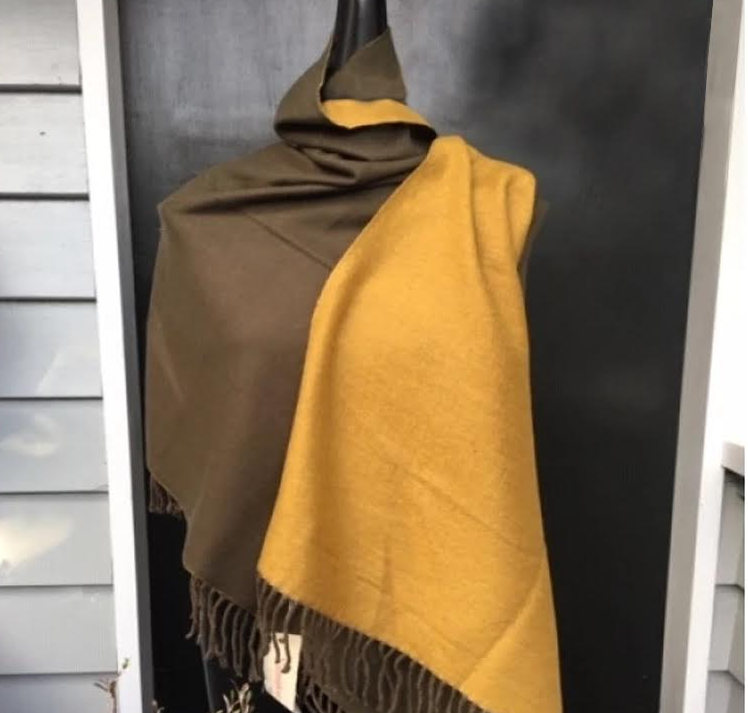 Two Tone Scarf - Khaki/Mustard